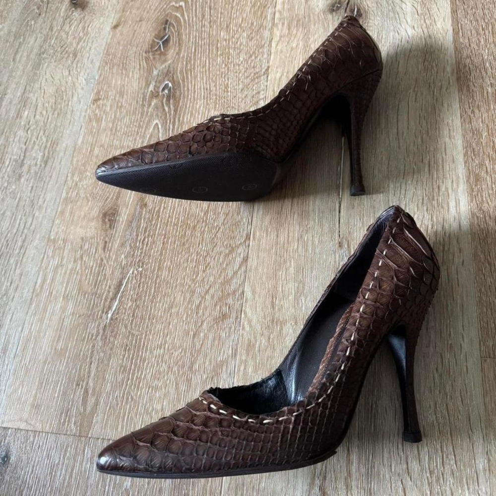 Alexander Mcqueen Brown Python Leather Pointed To… - image 4